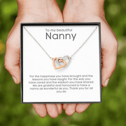 Nanny appreciation thank you gift 2 hearts necklace